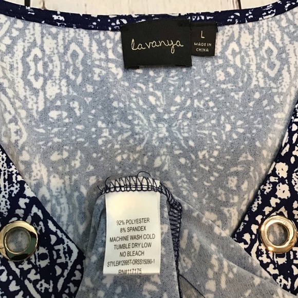 Lavanya Blue Embellished Long Sleeve Top Large - Picture 6 of 6